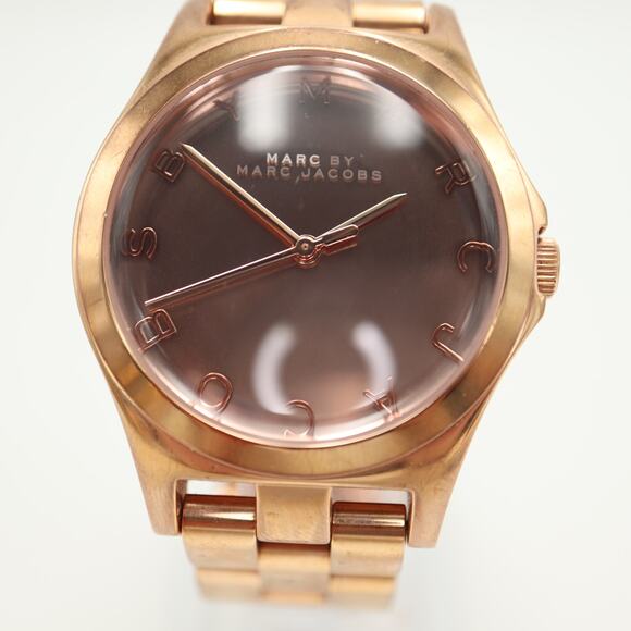 Marc Jacobs Henry Rose Gold 36mm Mirror Womens Watch 6" Bracelet w New Battery - Picture 5 of 11